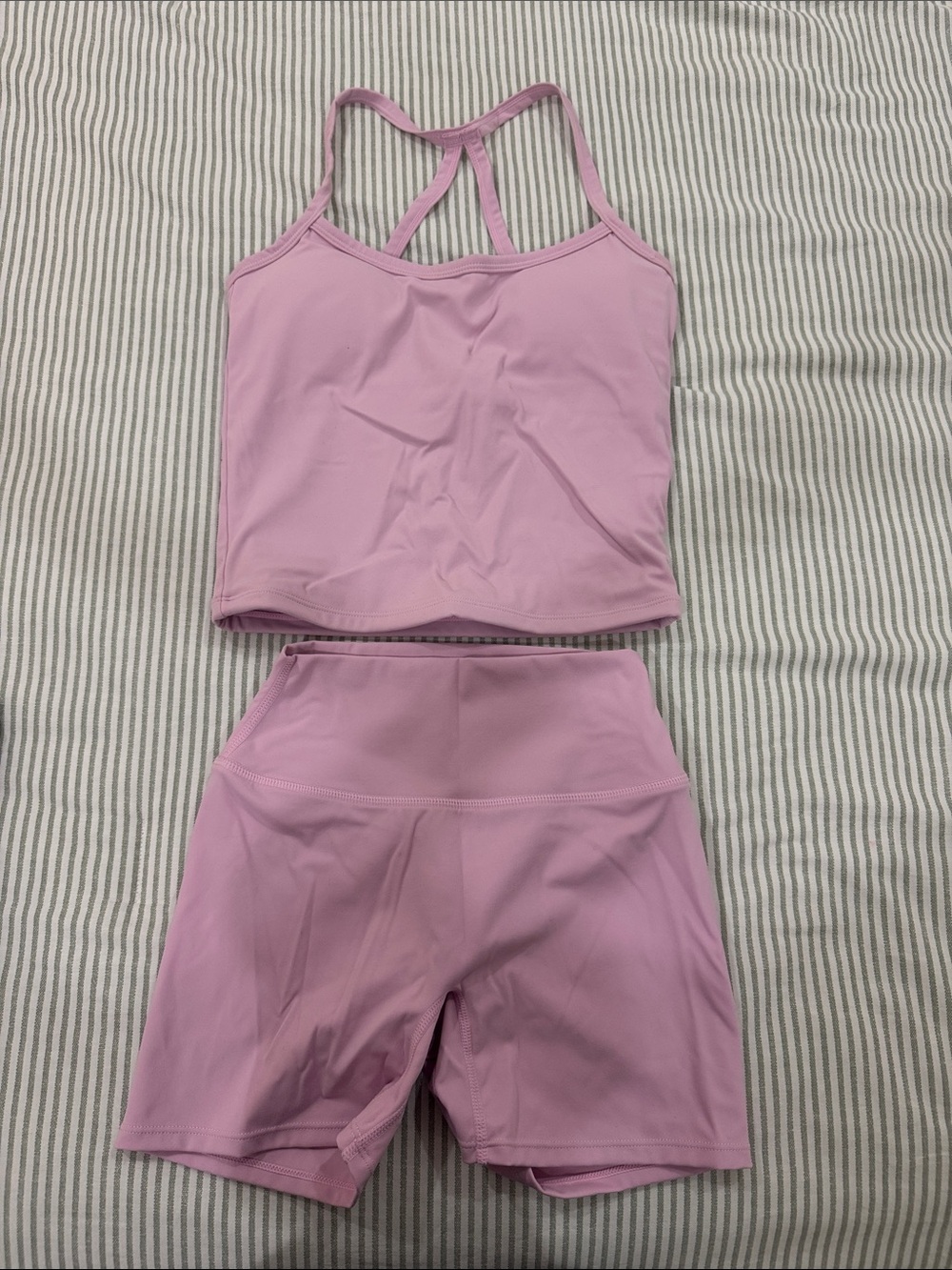 Women's Pink Sports Crop Top & High-Waist Shorts Set